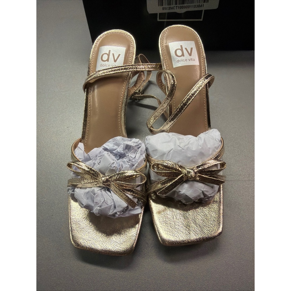 Dolce Vita Zidane Gold Bow Ankle-Strap Dress Sandals Women's Size 7.5 NWB - Picture 7 of 9